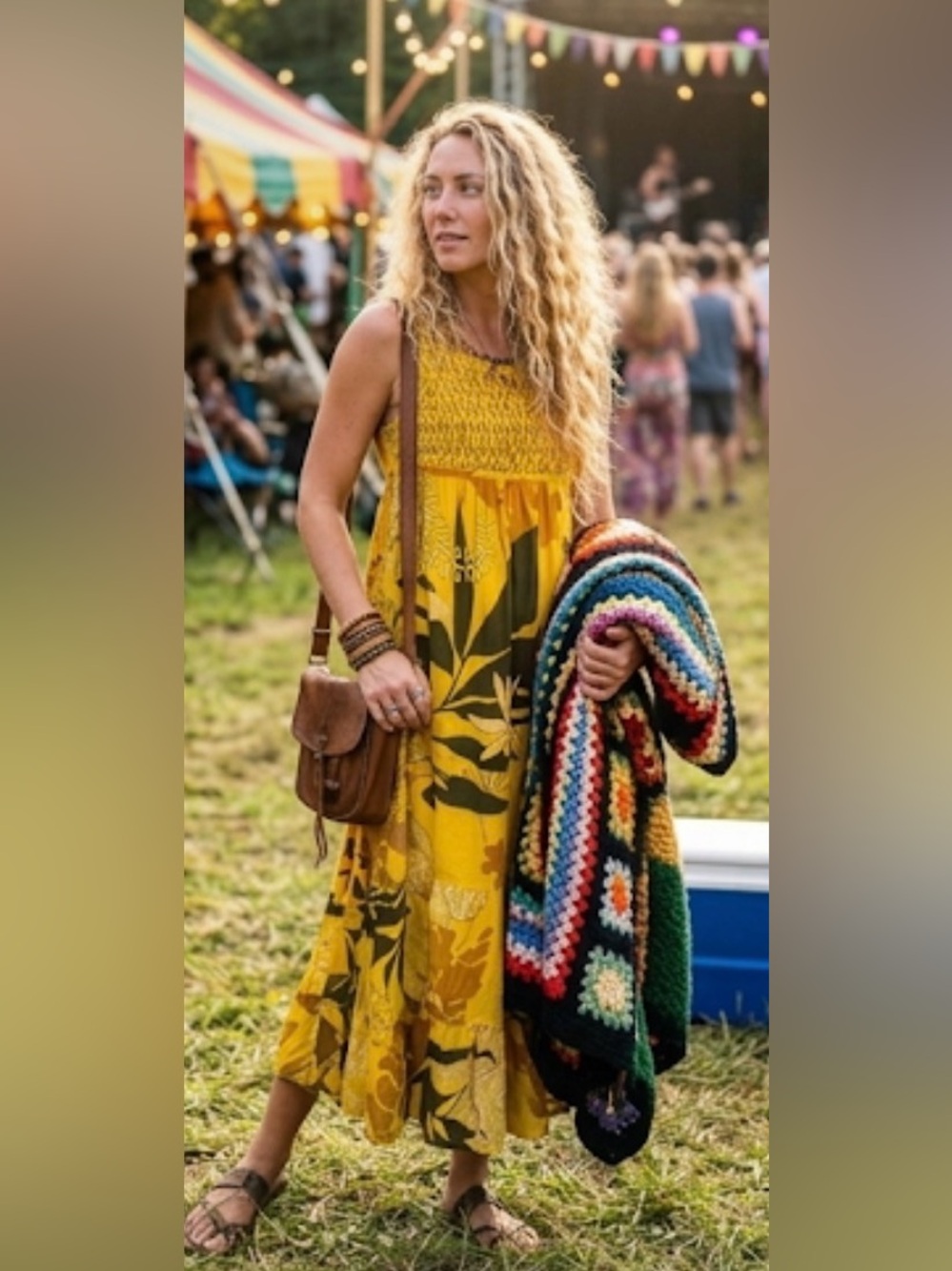 Chaudry KC Bohemian Style Yellow Maxi Dress Size Small NWT